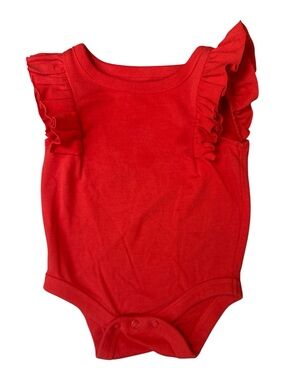 Cat & Jack Red Ruffle Sleeve One-Piece Bodysuit